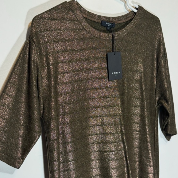 NWT FRNCH Metallic Striped 3/4 Sleeve Top - Picture 2 of 5